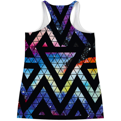 Black Triangle Galaxy Space Print Women's Racerback Tank Top