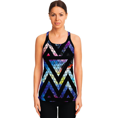 Black Triangle Galaxy Space Print Women's Racerback Tank Top