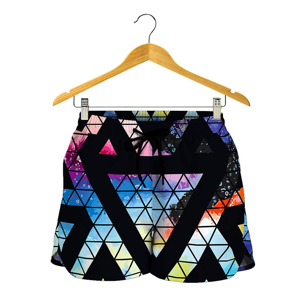 Black Triangle Galaxy Space Print Women's Shorts