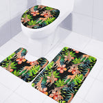 Black Tropical Giraffe Pattern Print 3 Piece Bath Mat Set