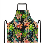 Black Tropical Giraffe Pattern Print Apron