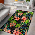 Black Tropical Giraffe Pattern Print Floor Mat