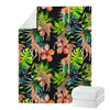 Black Tropical Giraffe Pattern Print Blanket