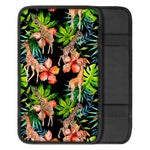 Black Tropical Giraffe Pattern Print Car Center Console Cover