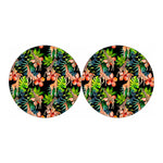 Black Tropical Giraffe Pattern Print Car Coasters