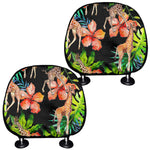 Black Tropical Giraffe Pattern Print Car Headrest Covers