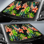 Black Tropical Giraffe Pattern Print Car Sun Shade GearFrost