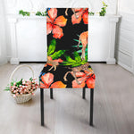 Black Tropical Giraffe Pattern Print Dining Chair Slipcover