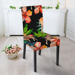 Black Tropical Giraffe Pattern Print Dining Chair Slipcover