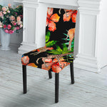 Black Tropical Giraffe Pattern Print Dining Chair Slipcover