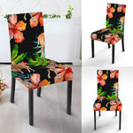Black Tropical Giraffe Pattern Print Dining Chair Slipcover