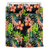 Black Tropical Giraffe Pattern Print Duvet Cover Bedding Set