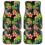 Black Tropical Giraffe Pattern Print Front and Back Car Floor Mats