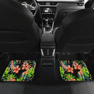 Black Tropical Giraffe Pattern Print Front and Back Car Floor Mats