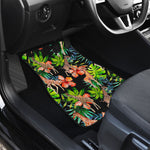 Black Tropical Giraffe Pattern Print Front and Back Car Floor Mats