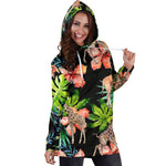 Black Tropical Giraffe Pattern Print Hoodie Dress GearFrost
