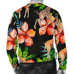 Black Tropical Giraffe Pattern Print Men's Crewneck Sweatshirt GearFrost