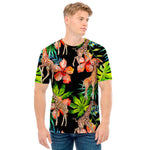 Black Tropical Giraffe Pattern Print Men's T-Shirt