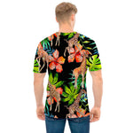 Black Tropical Giraffe Pattern Print Men's T-Shirt
