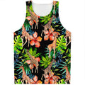 Black Tropical Giraffe Pattern Print Men's Tank Top