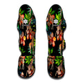 Black Tropical Giraffe Pattern Print Muay Thai Shin Guards