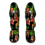 Black Tropical Giraffe Pattern Print Muay Thai Shin Guard