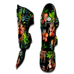 Black Tropical Giraffe Pattern Print Muay Thai Shin Guard