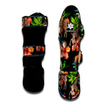 Black Tropical Giraffe Pattern Print Muay Thai Shin Guard