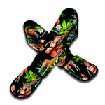 Black Tropical Giraffe Pattern Print Muay Thai Shin Guard