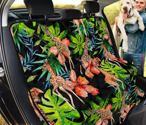 Black Tropical Giraffe Pattern Print Pet Car Back Seat Cover