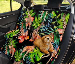 Black Tropical Giraffe Pattern Print Pet Car Back Seat Cover