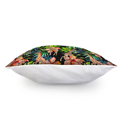 Black Tropical Giraffe Pattern Print Pillow Cover