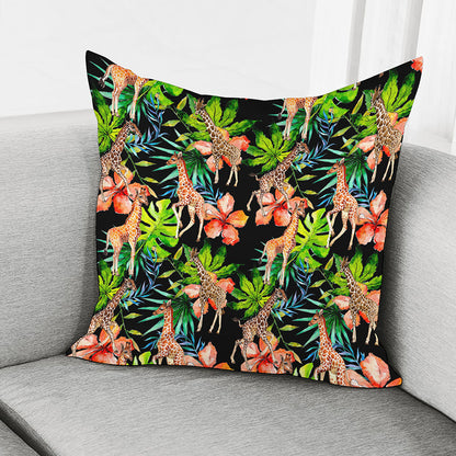 Black Tropical Giraffe Pattern Print Pillow Cover