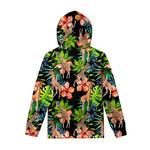 Black Tropical Giraffe Pattern Print Pullover Hoodie