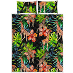 Black Tropical Giraffe Pattern Print Quilt Bed Set