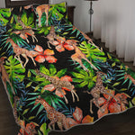 Black Tropical Giraffe Pattern Print Quilt Bed Set