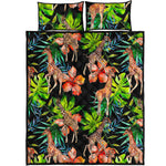 Black Tropical Giraffe Pattern Print Quilt Bed Set