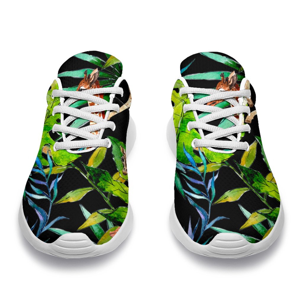 Black Tropical Giraffe Pattern Print Sport Shoes GearFrost