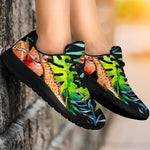 Black Tropical Giraffe Pattern Print Sport Shoes GearFrost