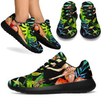 Black Tropical Giraffe Pattern Print Sport Shoes GearFrost