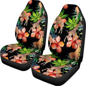 Black Tropical Giraffe Pattern Print Universal Fit Car Seat Covers