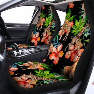 Black Tropical Giraffe Pattern Print Universal Fit Car Seat Covers