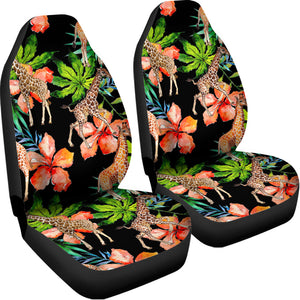 Black Tropical Giraffe Pattern Print Universal Fit Car Seat Covers