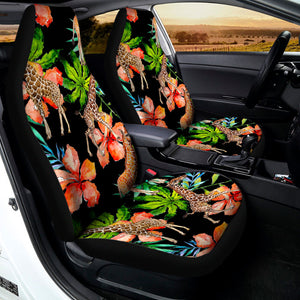 Black Tropical Giraffe Pattern Print Universal Fit Car Seat Covers