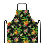 Black Tropical Hawaiian Pattern Print Apron