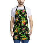 Black Tropical Hawaiian Pattern Print Apron