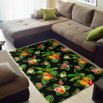 Black Tropical Hawaiian Pattern Print Area Rug GearFrost