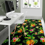 Black Tropical Hawaiian Pattern Print Area Rug GearFrost