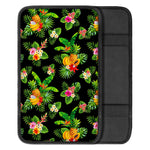 Black Tropical Hawaiian Pattern Print Car Center Console Cover