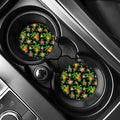Black Tropical Hawaiian Pattern Print Car Coasters
